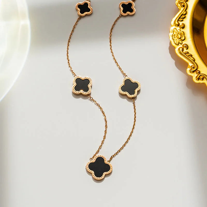JEM Black Clover Shell Necklace – 18K Gold Plated Stainless Steel 316 I