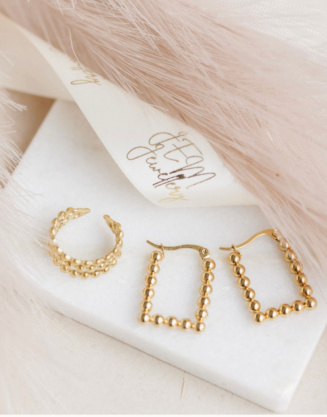 Aurora Beaded Hoops – 18K Triple Gold-Plated