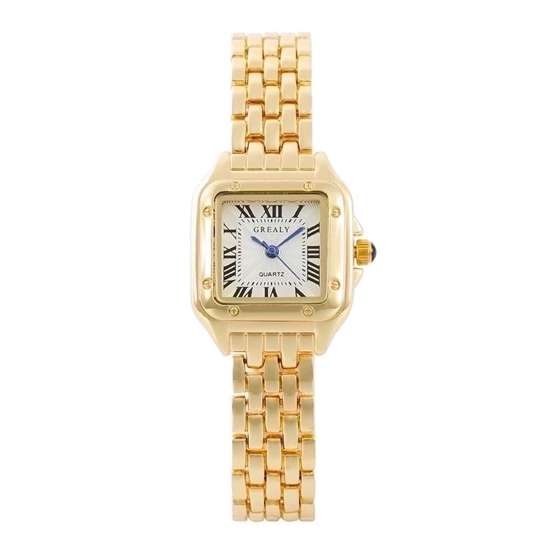 The JEMJEWEL Luxury Gold or Steel Solid Color Single Folding Buckle Quartz Women's Watches