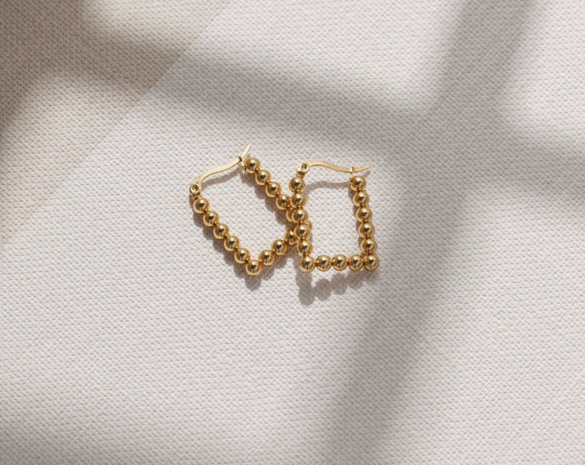 Aurora Beaded Hoops – 18K Triple Gold-Plated