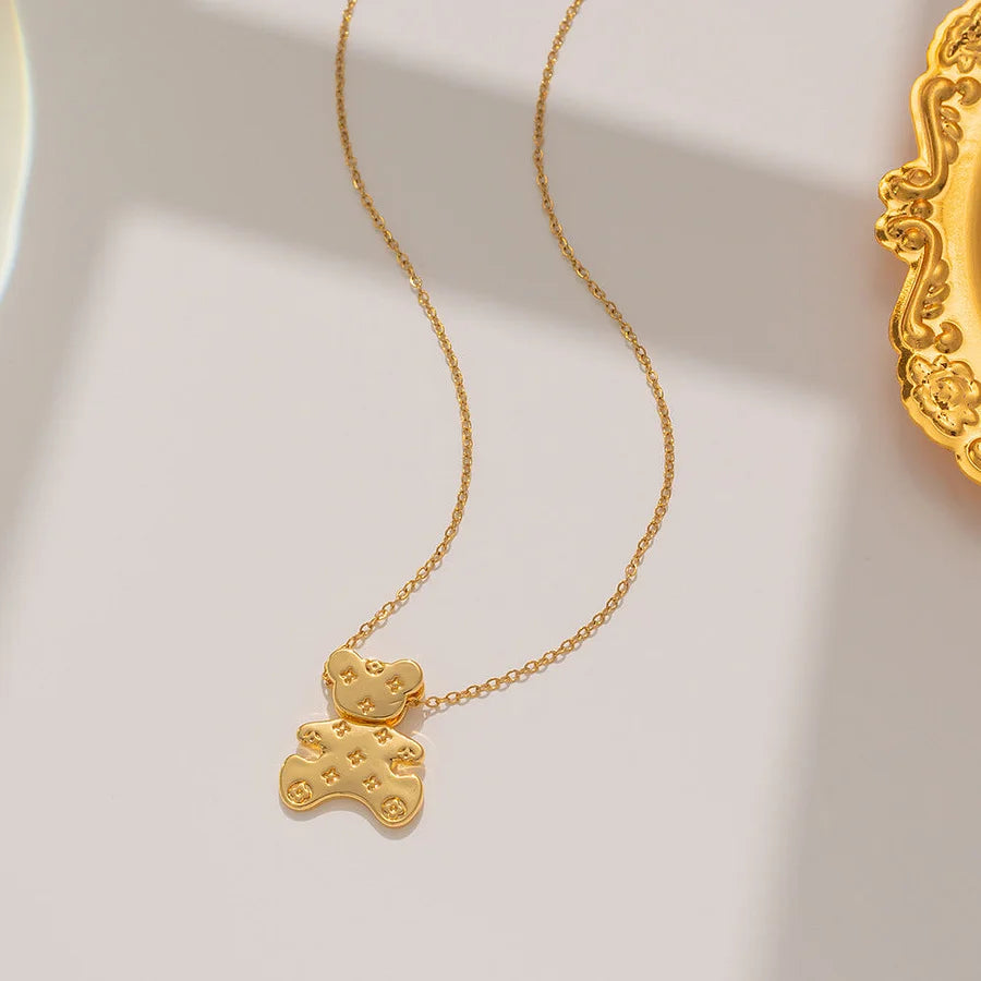 Gold Nodding Bear Necklace