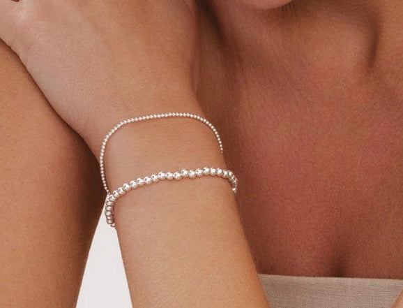 Sterling Silver 3mm Stretch Beaded Bracelet