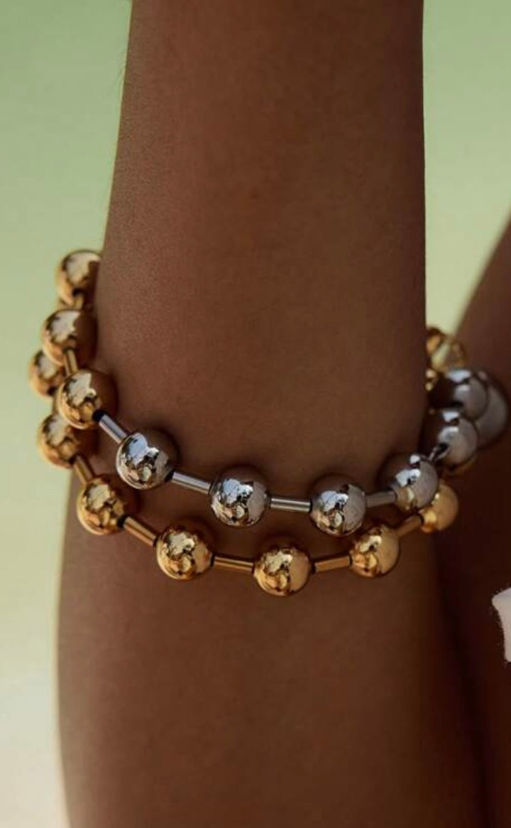Gold Meets Silver Beaded Bracelet