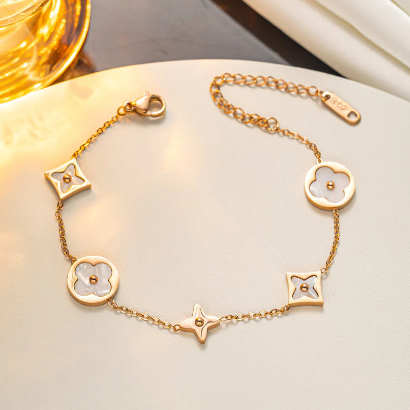 Stunning JEM Luxury Round Geometric Titanium Steel 18K Gold Plated Necklace, Bracelet and Earrings set