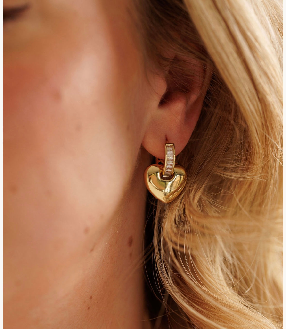 Gold Heart Drop Earrings