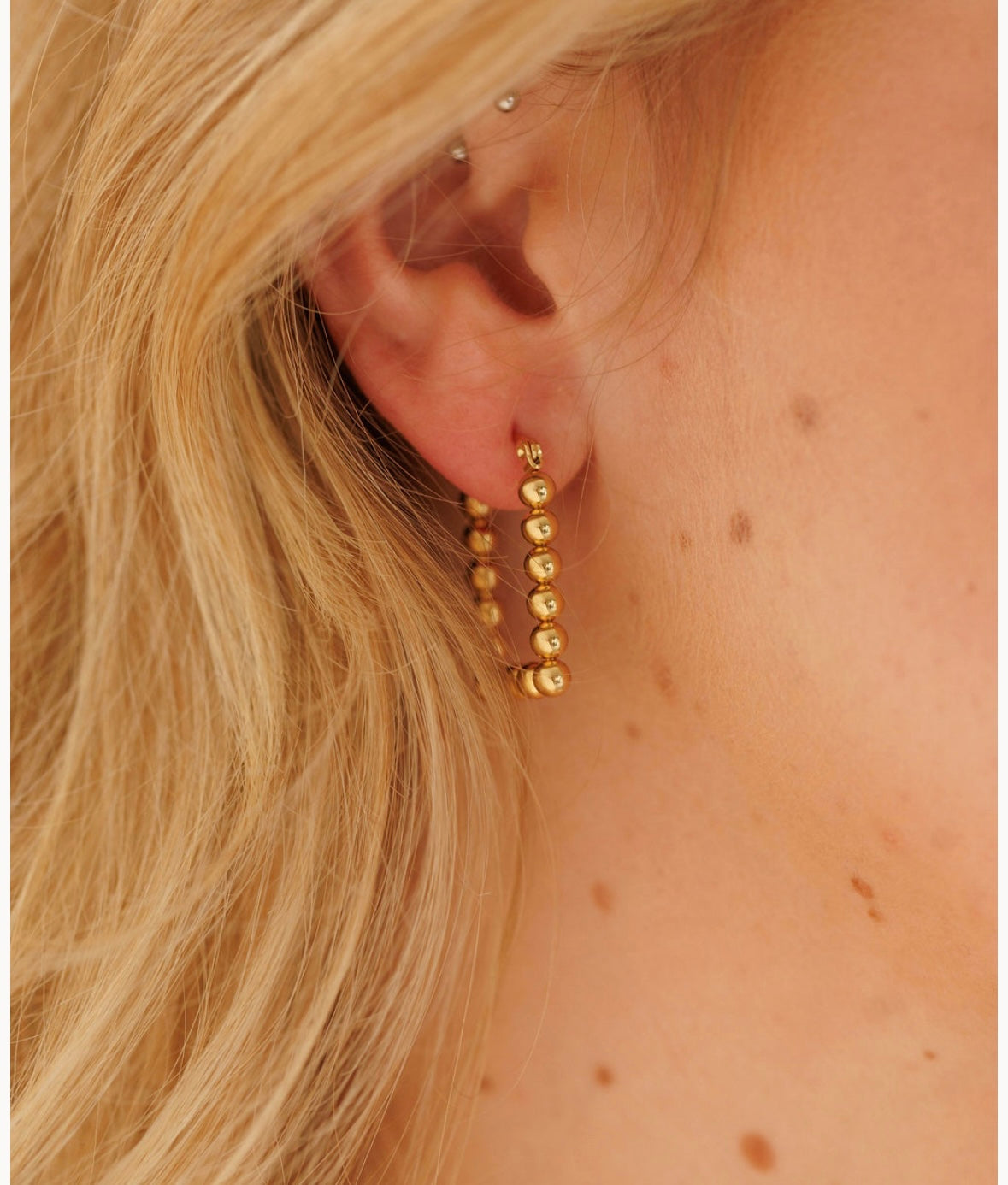 Aurora Beaded Hoops – 18K Triple Gold-Plated