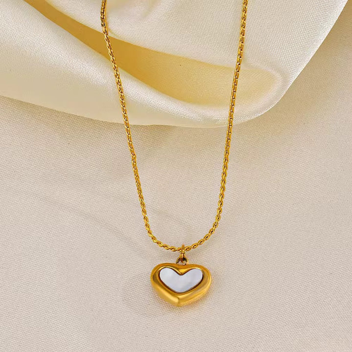 Gold pearl Heart Necklace