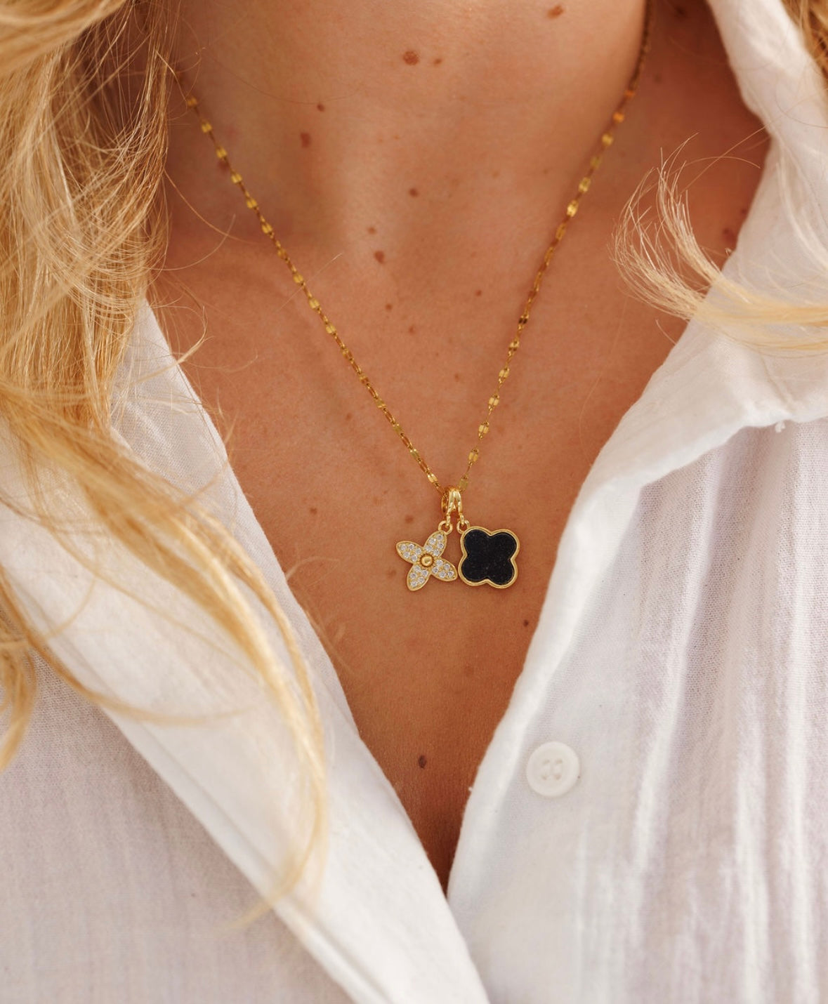 Double Clover Pendant Necklace