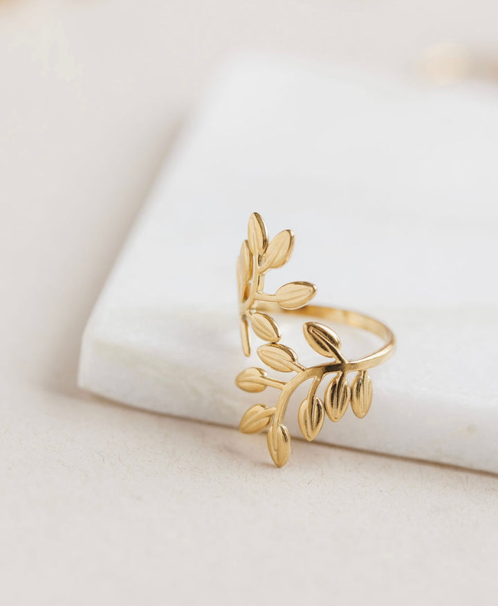Olive Leaf Ring – 18K Gold Plated Stainless Steel