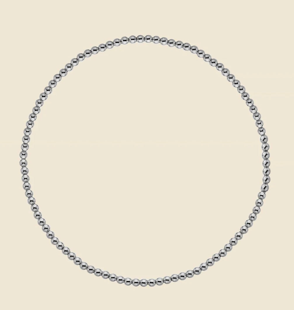 Sterling Silver 3mm Stretch Beaded Bracelet