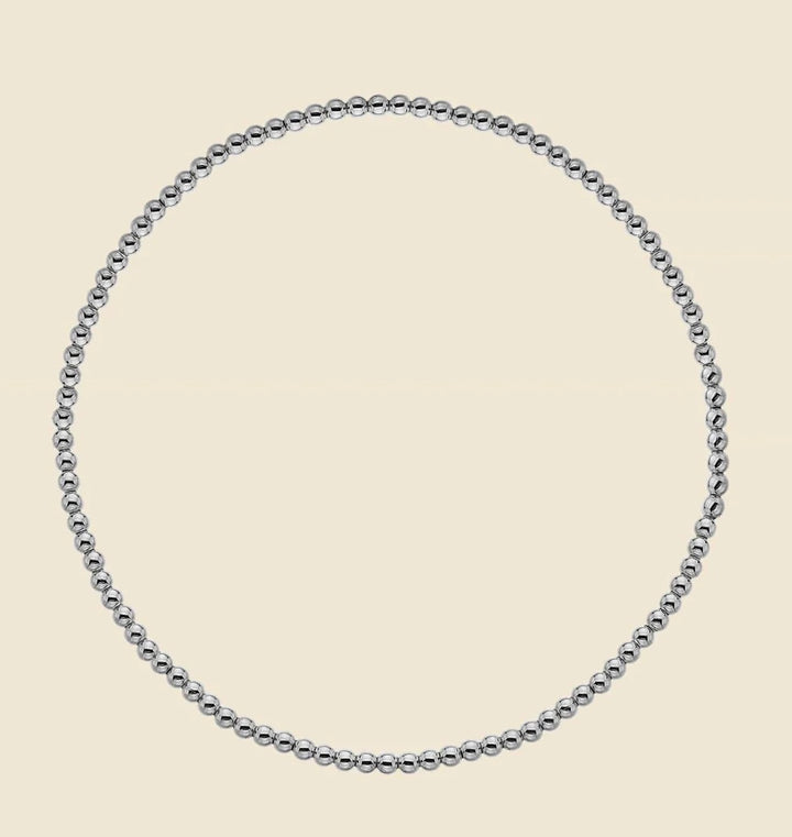 Sterling Silver 3mm Stretch Beaded Bracelet