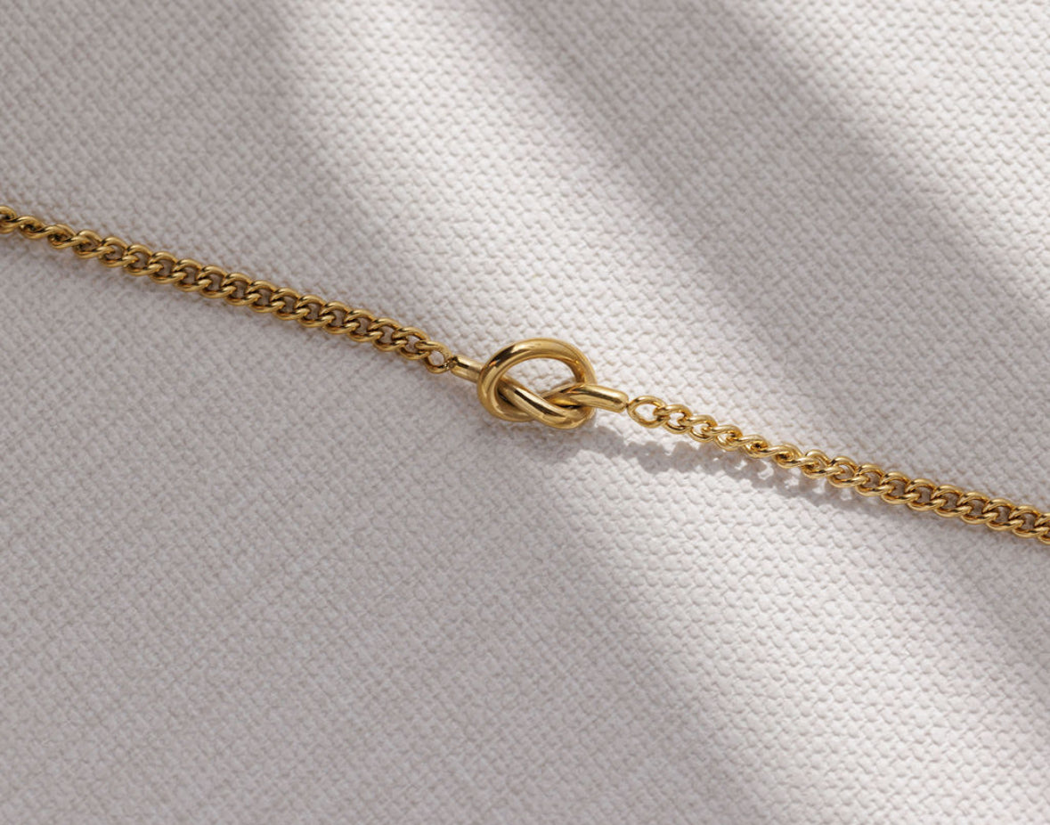Gold Knot Chain Charm Bracelet