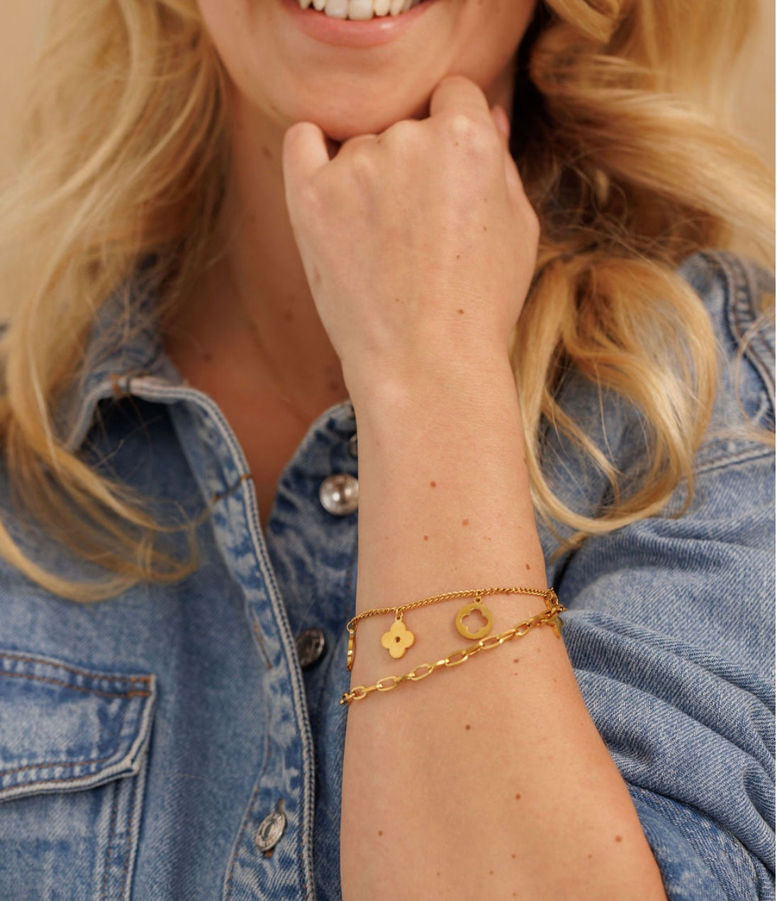 Gold Flower Charm Bracelet