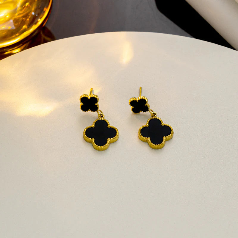 Clover Drop Earrings – Triple-Plated Gold