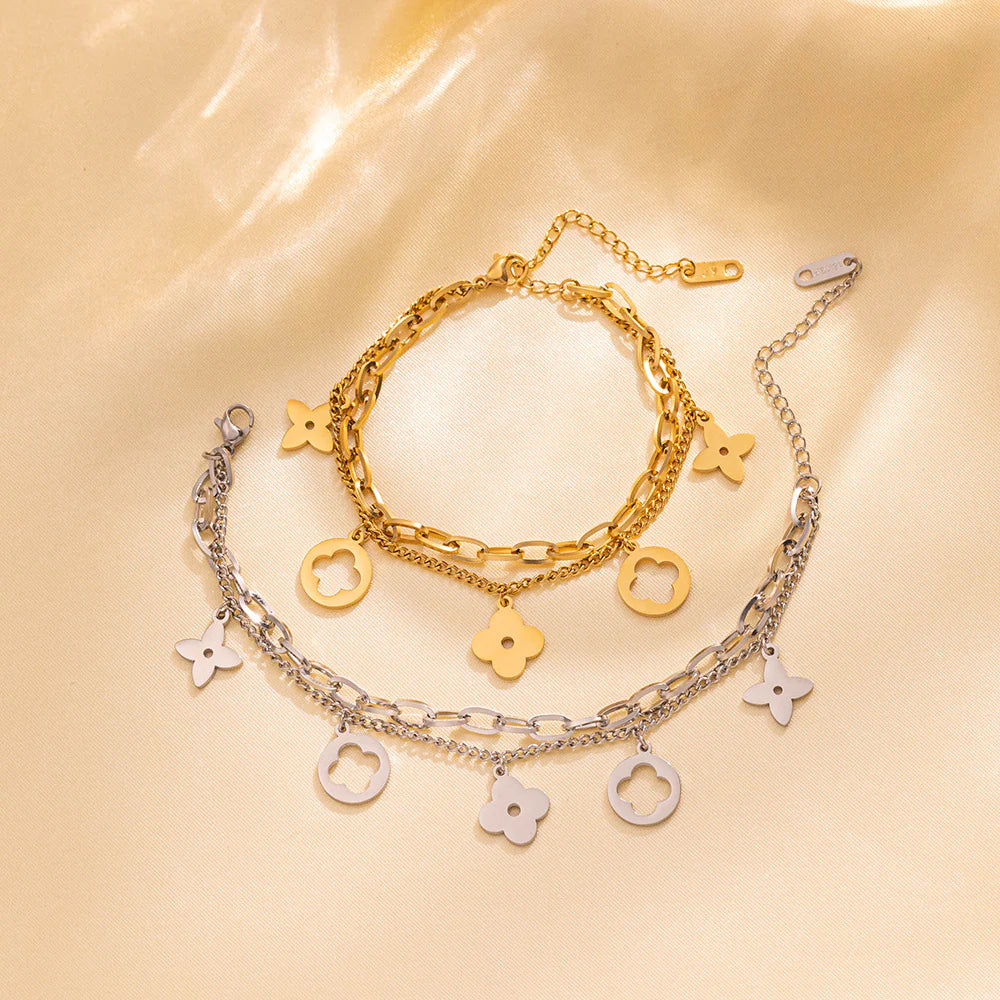 Gold Flower Charm Bracelet