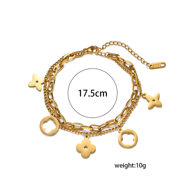 Gold Flower Charm Bracelet