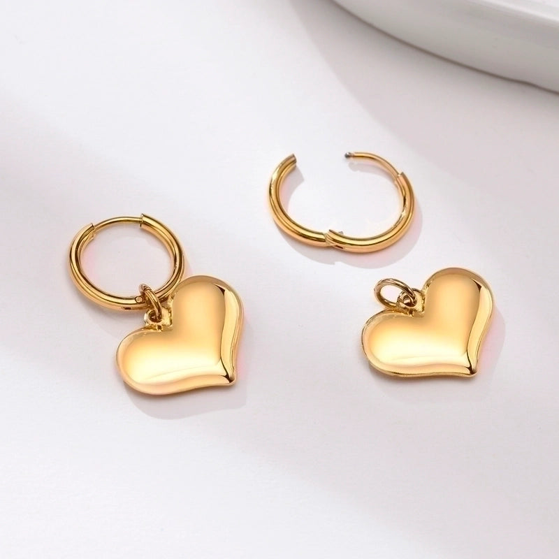 Drop Heart Gold Earrings