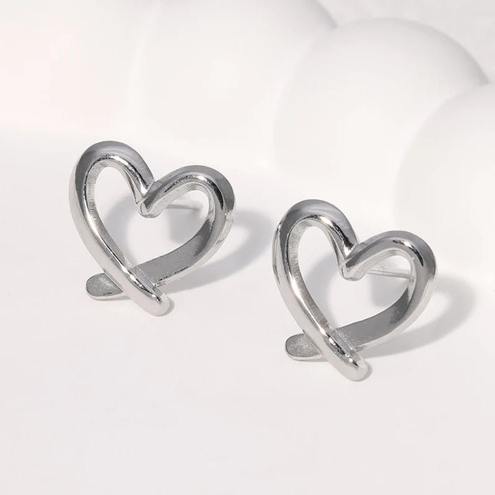 Silver Open Heart Earrings