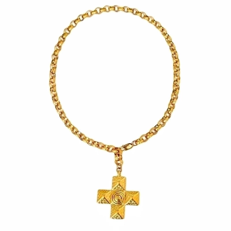 Stunning Chunky Gold Cross Pendant Necklace