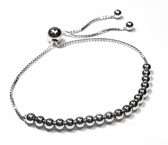 Sterling Silver 4mm Beaded Bracelet