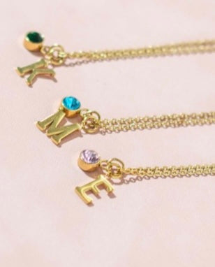 Initial And Birthstone Necklaces