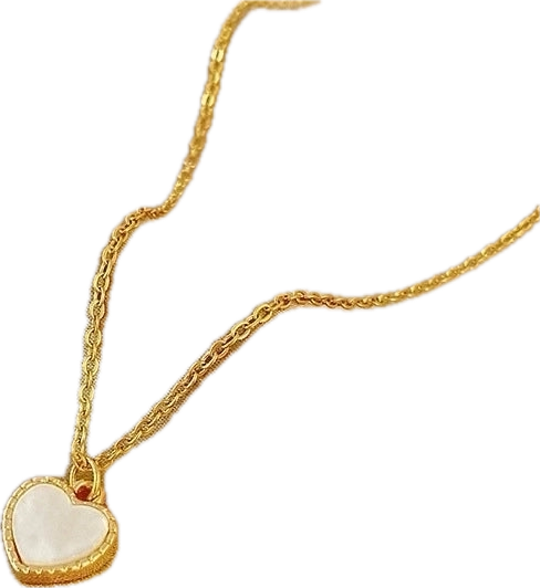 Gold White Heart Necklace