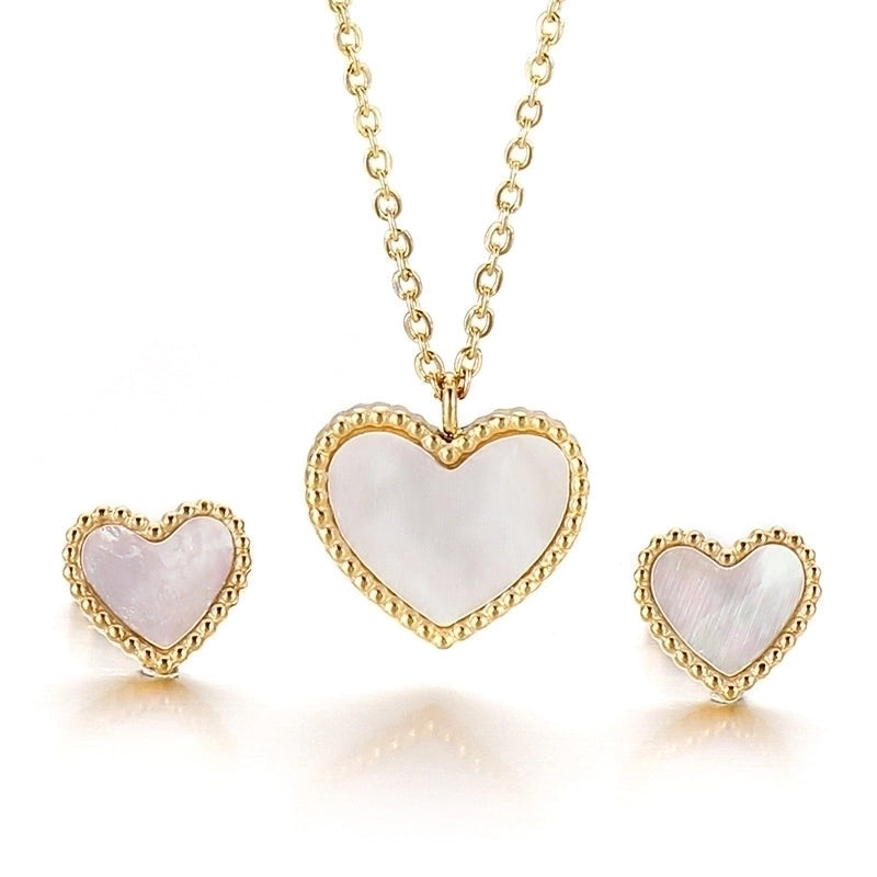 Gold White Heart Necklace